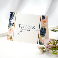 Watercolor Pink Navy Floral Border Bridal Shower