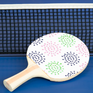 Watercolor Pink Navy Green Flower Floral Pattern Ping Pong Paddle