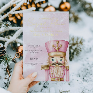 watercolor Pink Nutcracker Baby Shower Christmas 