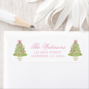 Watercolor Pink Nutcracker Christmas Tree Address