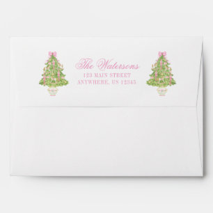 Watercolor Pink Nutcracker Christmas Tree Envelope
