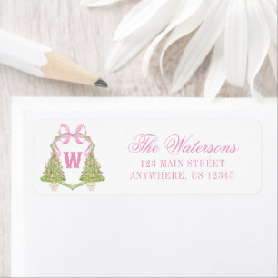 Watercolor Pink Nutcracker Monogram Crest Address
