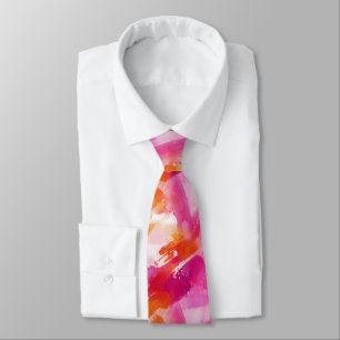 Watercolor Pink Orange Abstract Tie