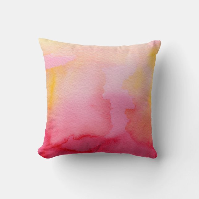 Watercolor Pink & Orange Blends Cushion (Front)