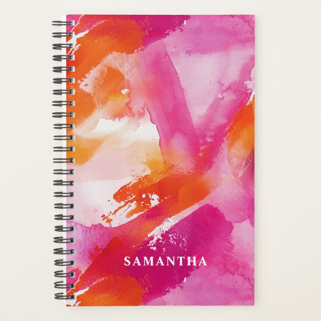 Watercolor Pink Orange  Planner (Front)