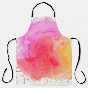 Watercolor pink orange red cloudy apron