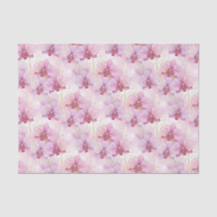 Watercolor Pink Orchid Flowers Floral Tissue Paper