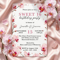 Watercolor Pink Orchid Sweet 16 Birthday Party
