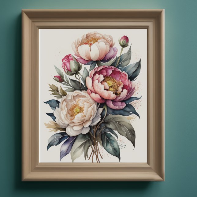 Watercolor Pink Peonies 4:5 Poster (Creator Uploaded)