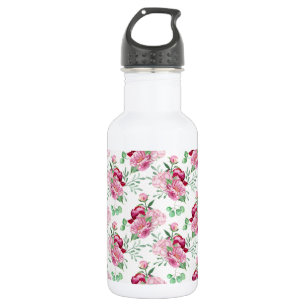 watercolor pink peonies 532 ml water bottle