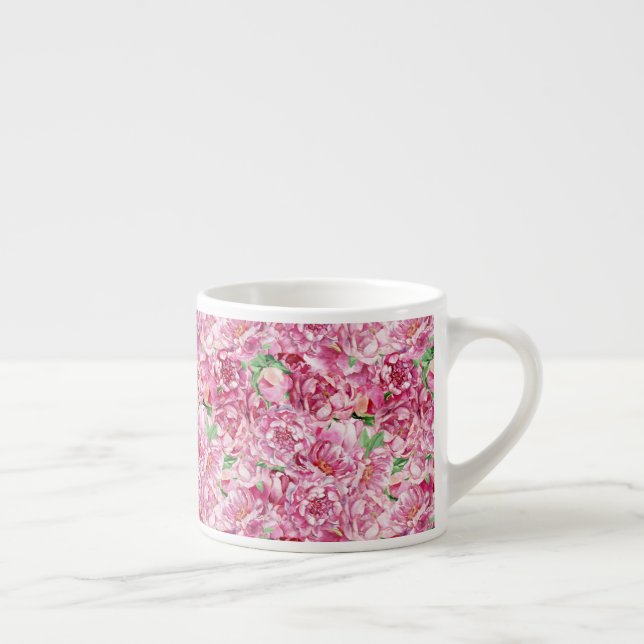 Watercolor Pink Peonies Espresso Cup (Right)