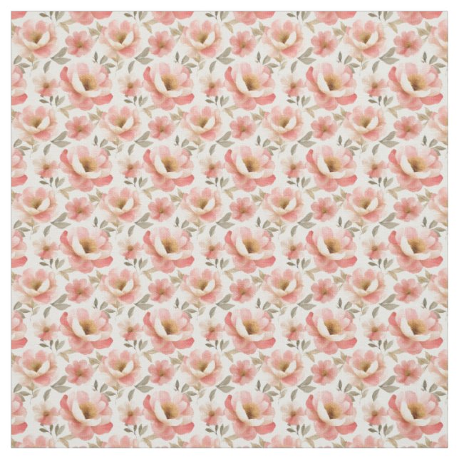 Watercolor Pink Peonies Fabric (Swatch)