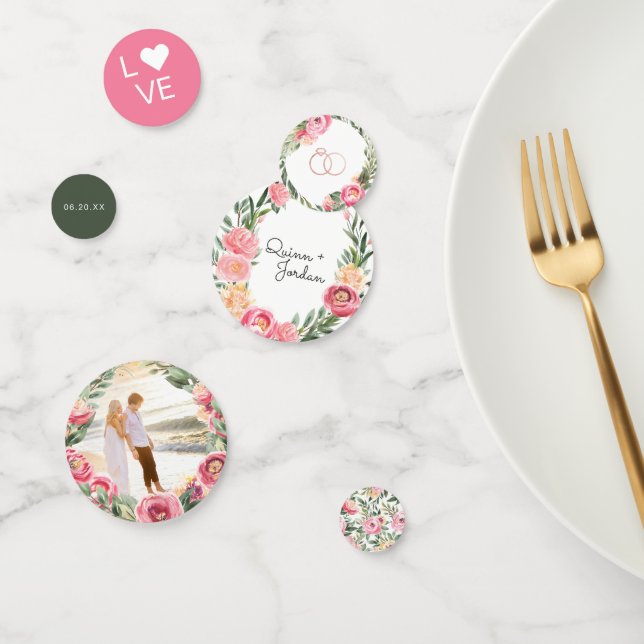 Watercolor Pink Peonies | Floral Bridal Shower Confetti (Group)