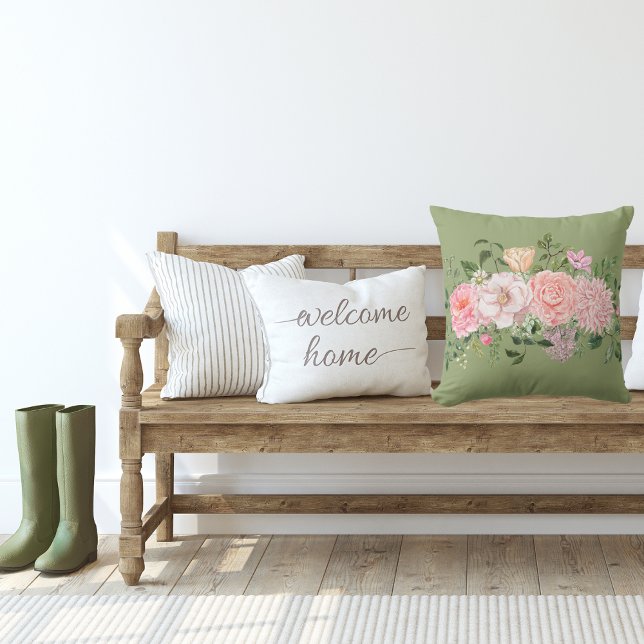 Watercolor Pink Peonies Floral Cushion (Creator Uploaded)