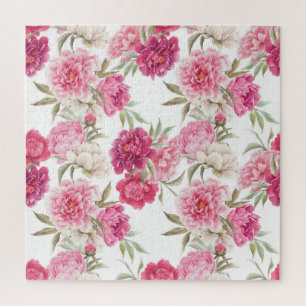 Watercolor Pink Peonies: Floral Elegance Jigsaw Puzzle