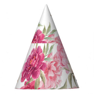 Watercolor Pink Peonies: Floral Elegance Party Hat