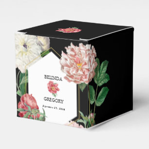 Watercolor Pink Peonies Flowers Wedding White Favour Box