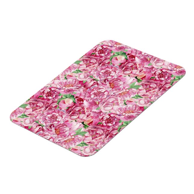 Watercolor Pink Peonies Magnet (Left Side)