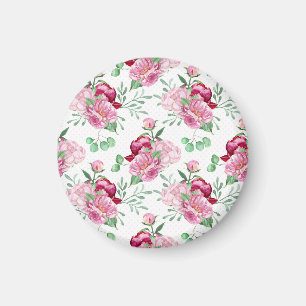 watercolor pink peonies magnet