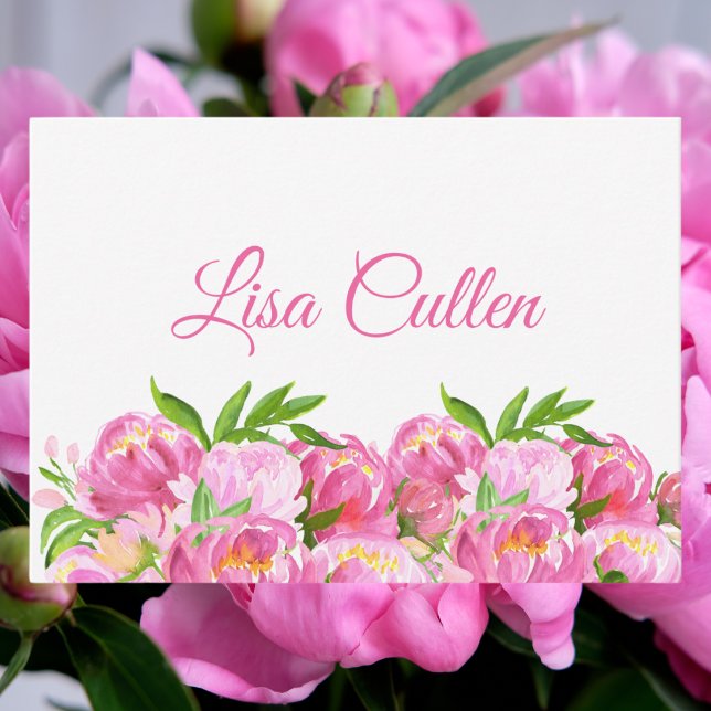 Watercolor Pink Peonies Personalised Thank You Card (Creator Uploaded)