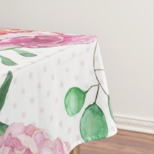 watercolor pink peonies tablecloth