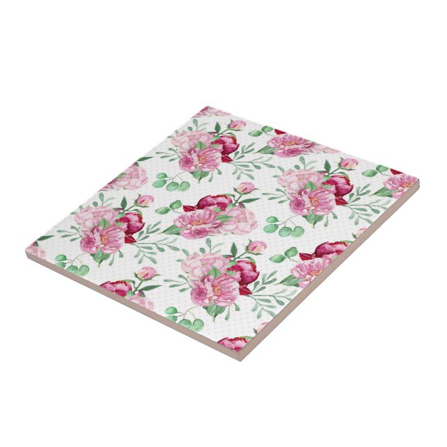 watercolor pink peonies tile (Side)