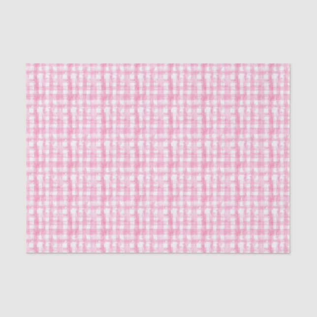 Watercolor Pink Plaid Tissue Paper (Front)