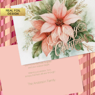 Watercolor Pink Poinsettia Christmas