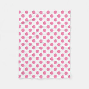 watercolor pink polka dots dotty design fleece blanket