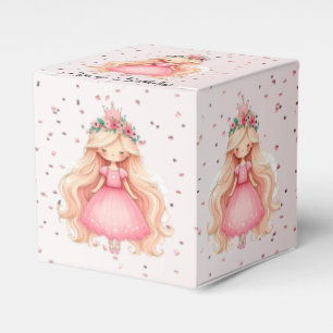Watercolor Pink Princess Birthday Party Cute Favour Box