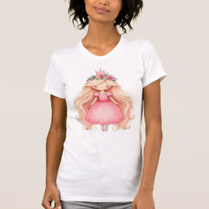Watercolor Pink Princess Birthday Party Cute T-Shirt