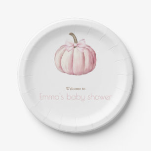 Watercolor Pink Pumpkin Baby Shower Plates