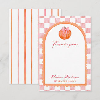 Watercolor Pink Pumpkin Baby Shower Thank You Card