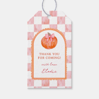 Watercolor Pink Pumpkin Baby Shower Thank You Gift Tags