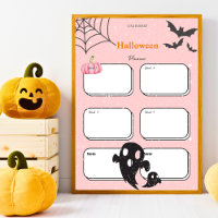 watercolor pink pumpkin ghost Halloween Planner