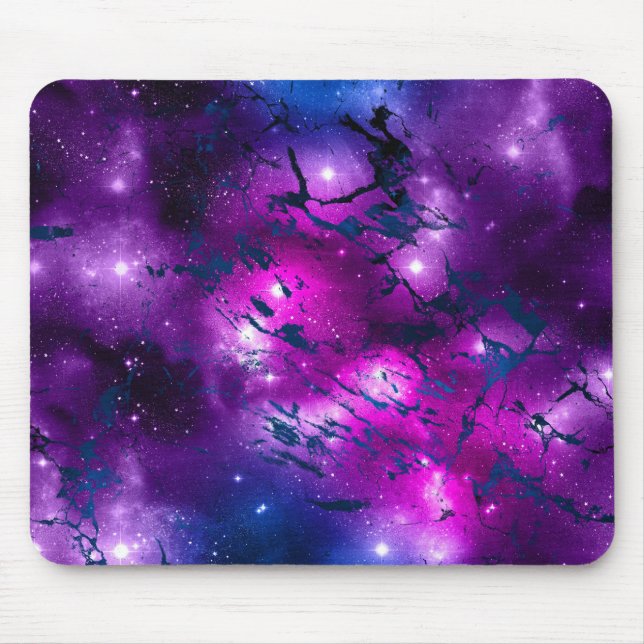 Watercolor Pink, Purple & Blue Marble Galaxy Mouse Pad (Front)