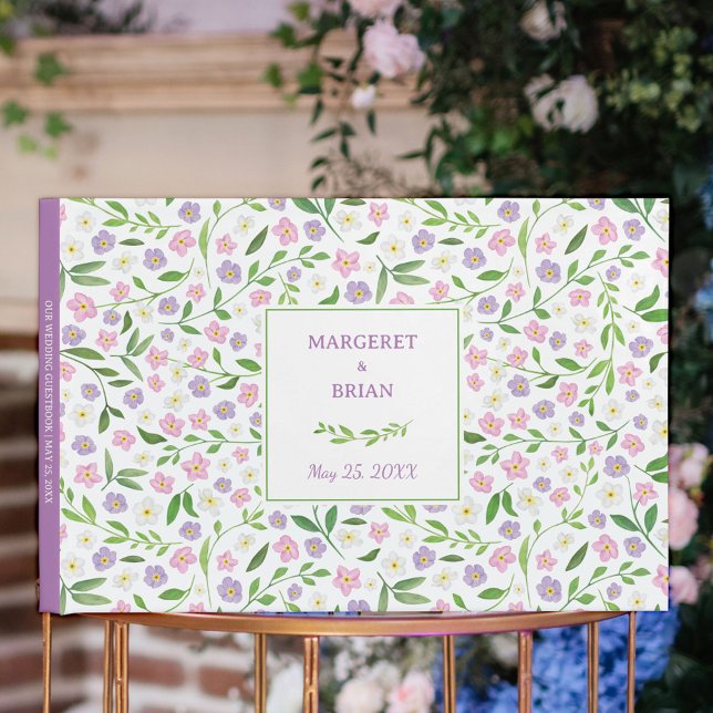 Watercolor Pink & Purple Floral Signature Wedding Guest Book (Watercolor Pink & Purple Floral Signature Wedding Guest Book)