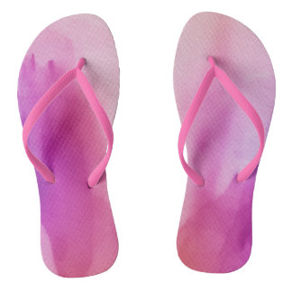 Watercolor Pink Purple Positive Space Flip Flops
