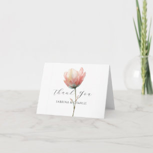 Watercolor Pink Purple Tulip Elegant Floral Thank You Card