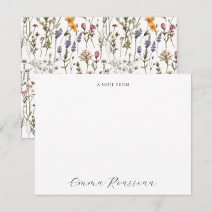 Watercolor Pink Purple Wildflowers Script Card