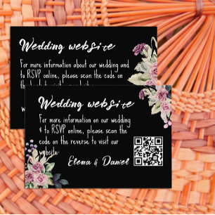 Watercolor pink rose black dress wedding enclosure card