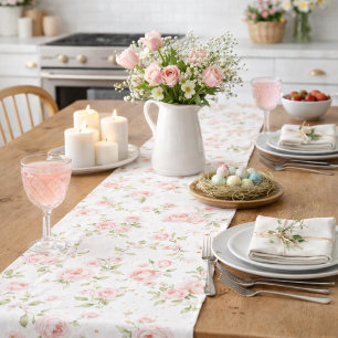 Watercolor Pink Rose Gold Specks Table Runner