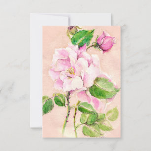 Watercolor Pink Rose Notecards
