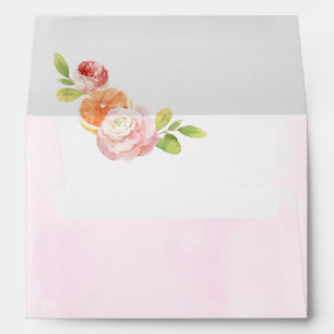 Watercolor Pink Roses And Oranges  Envelope