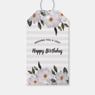 Watercolor Pink Roses Ballerina Floral Art Gift Tags