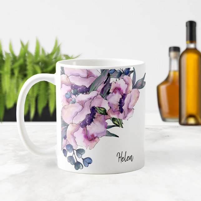 Watercolor Pink Roses 🌹 & Blue Hearts 💙 Coffee Mug (Watercolor Pink Roses 🌹 & Blue Hearts 💙 Coffee Mug
)