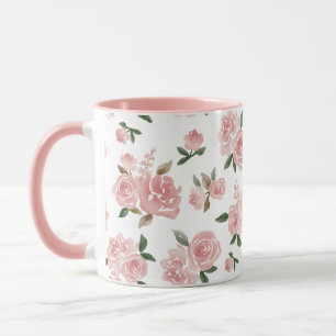 Watercolor Pink Roses Elegant Vintage Floral Mug