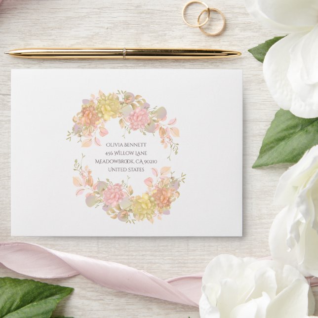 Watercolor Pink Roses Envelope (Wedding)