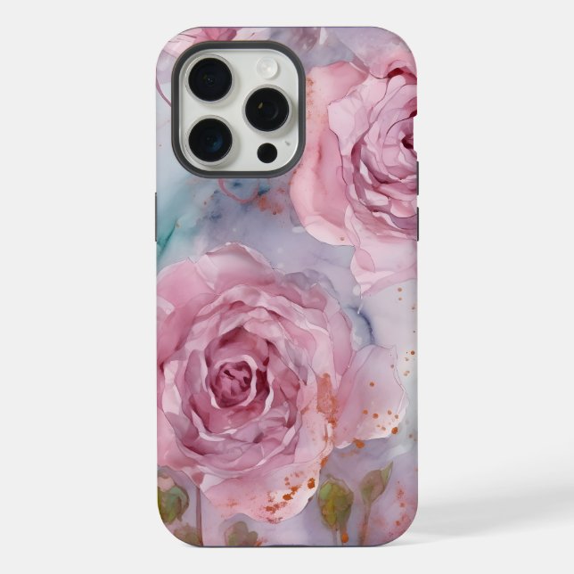 Watercolor Pink Roses iPhone Case (Back)