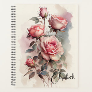 Watercolor Pink Roses Planner